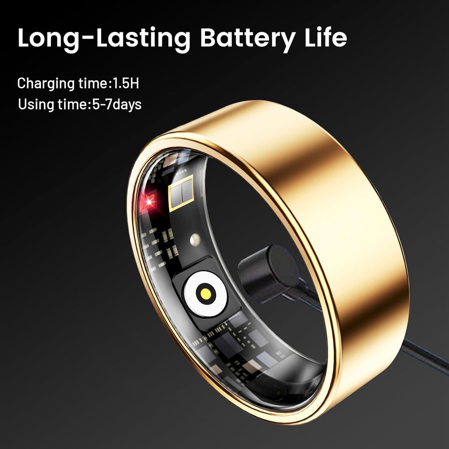 Smart Ring for Women & Men, Smart Ring Health Tracker, Blood Oxygen & Heart Rate Monitor, Long Lasting Battery Sleep Ring, Waterproof Fitness Ring (Rose Gold, 7)
